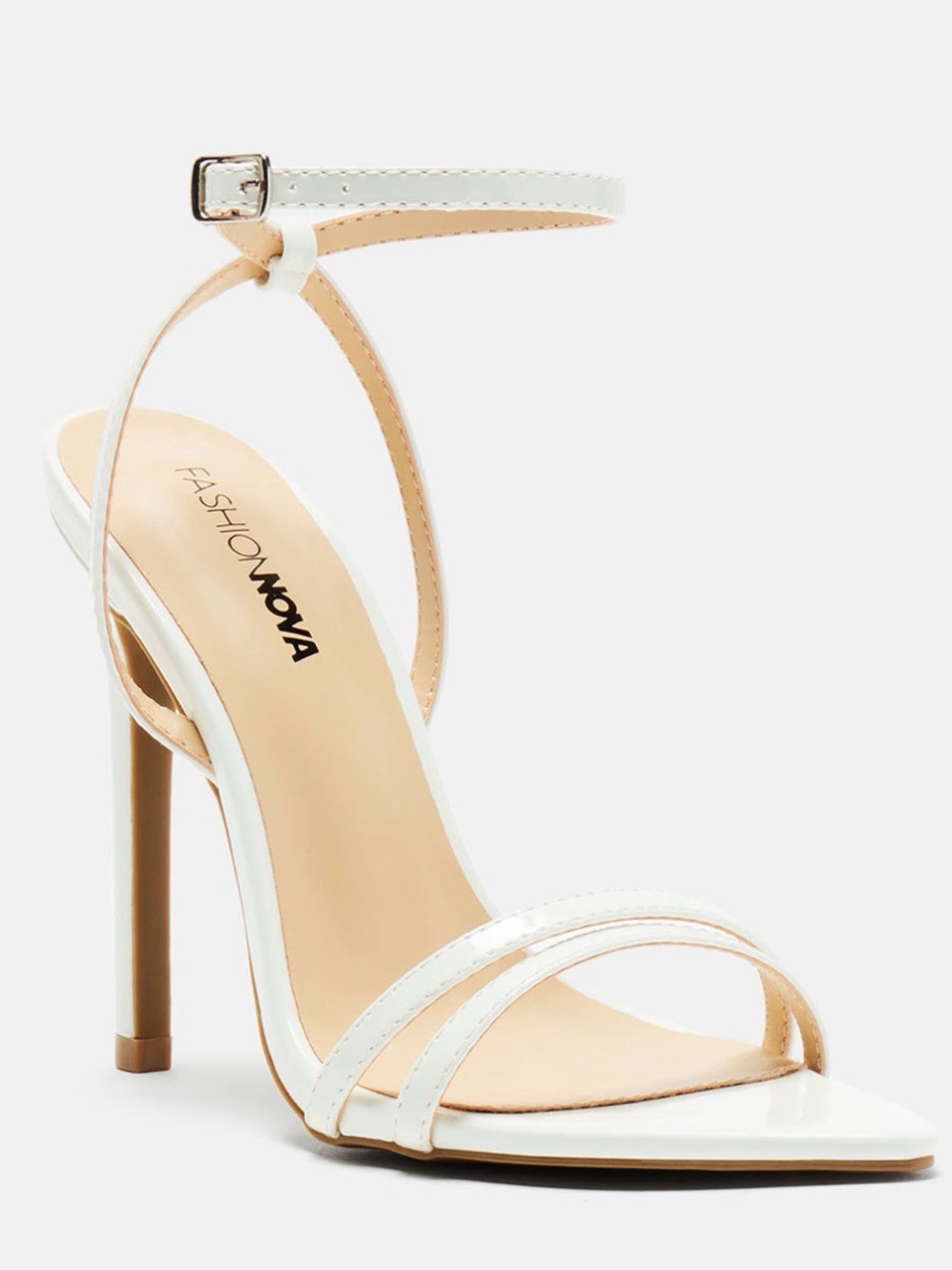 Fashion Nova White Strappy Ankle-Stiletto Sandal